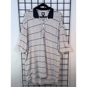 Footjoy Performance‎ S/S Polo Shirt Mens XL Blue White Striped Burnt Pine Golf